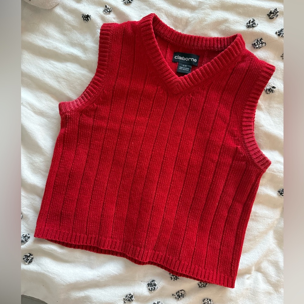 Vintage Claiborne Red Sweater Vest